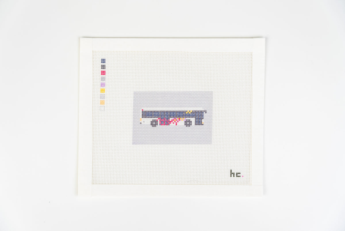Theme Park Bus needlepoint canvas, printed hero