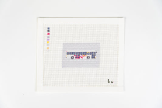 Theme Park Bus needlepoint canvas, printed hero