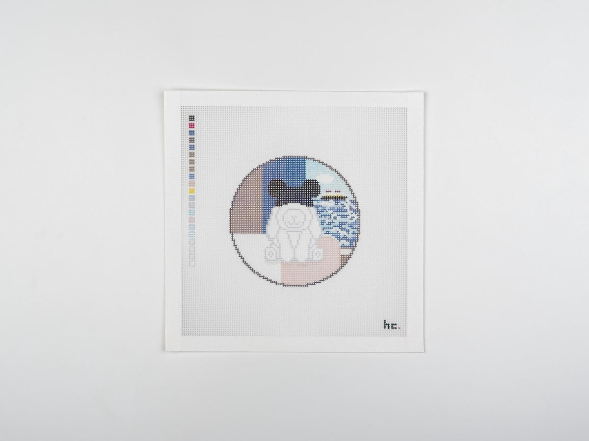 Evie Porthole, printed needlepoint canvas