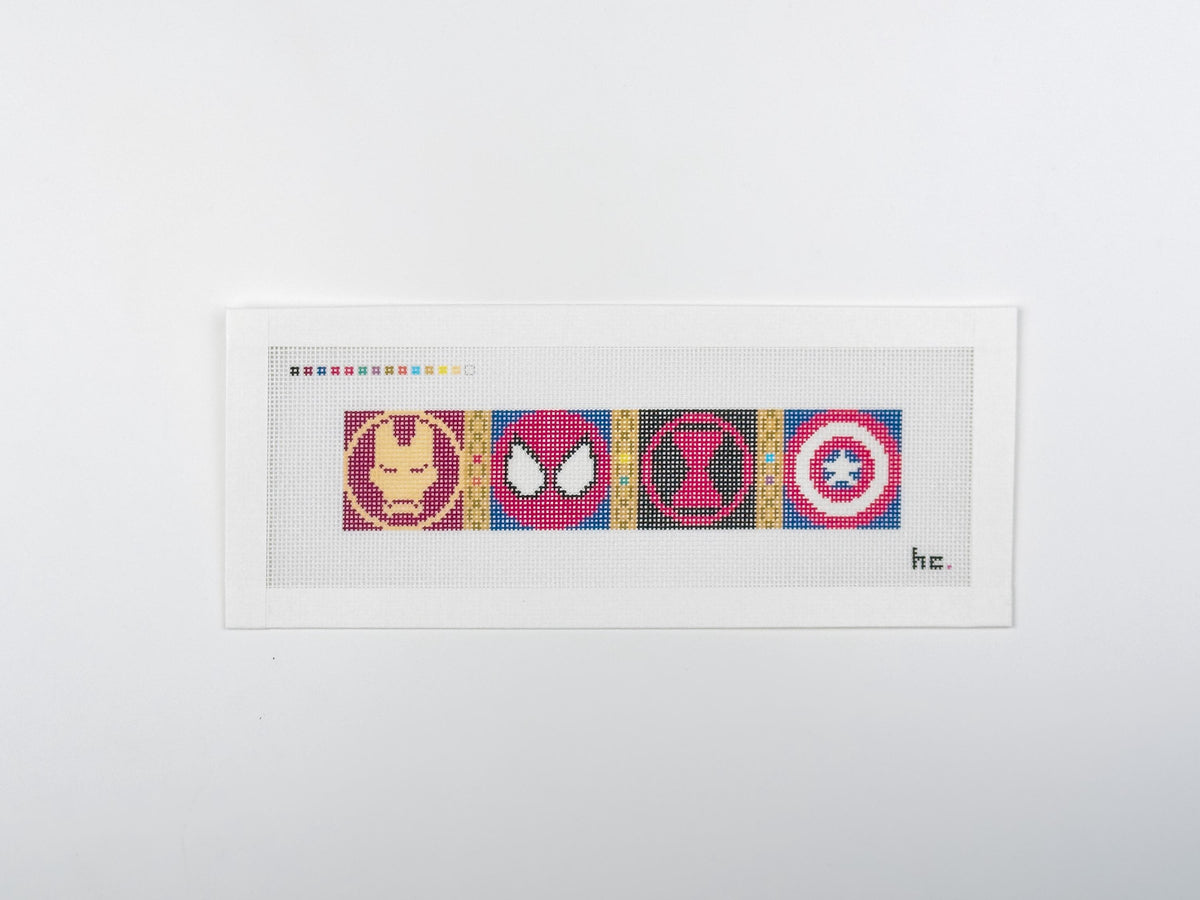 Earth's Mightiest Heroes, printed needlepoint canvas, full view