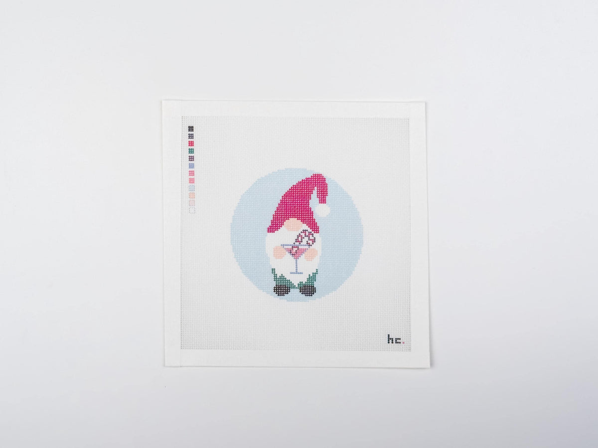 Gnome-tini, printed needlepoint canvas, full view