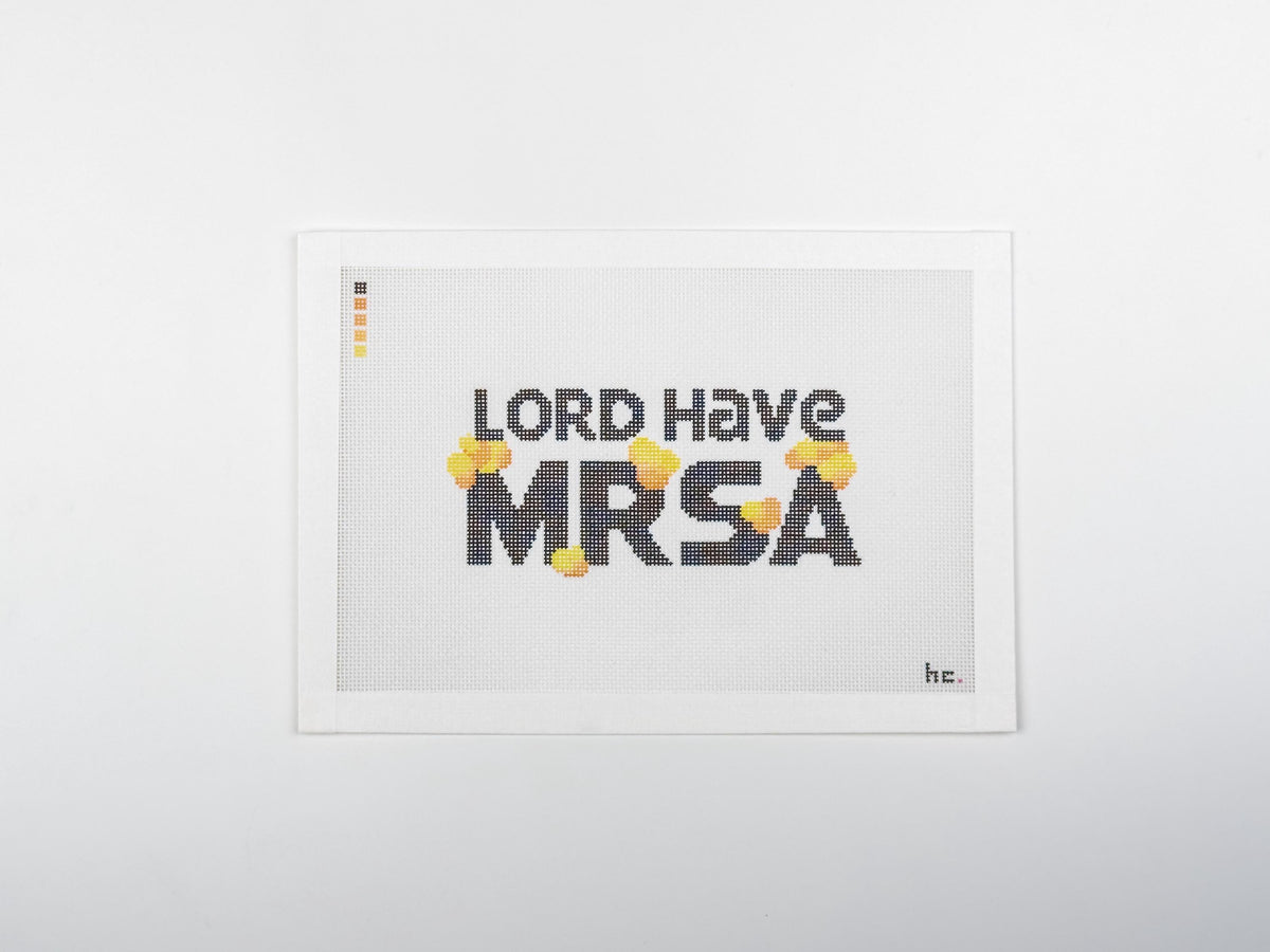 Lord Have MRSA, printed needlepoint canvas, full view