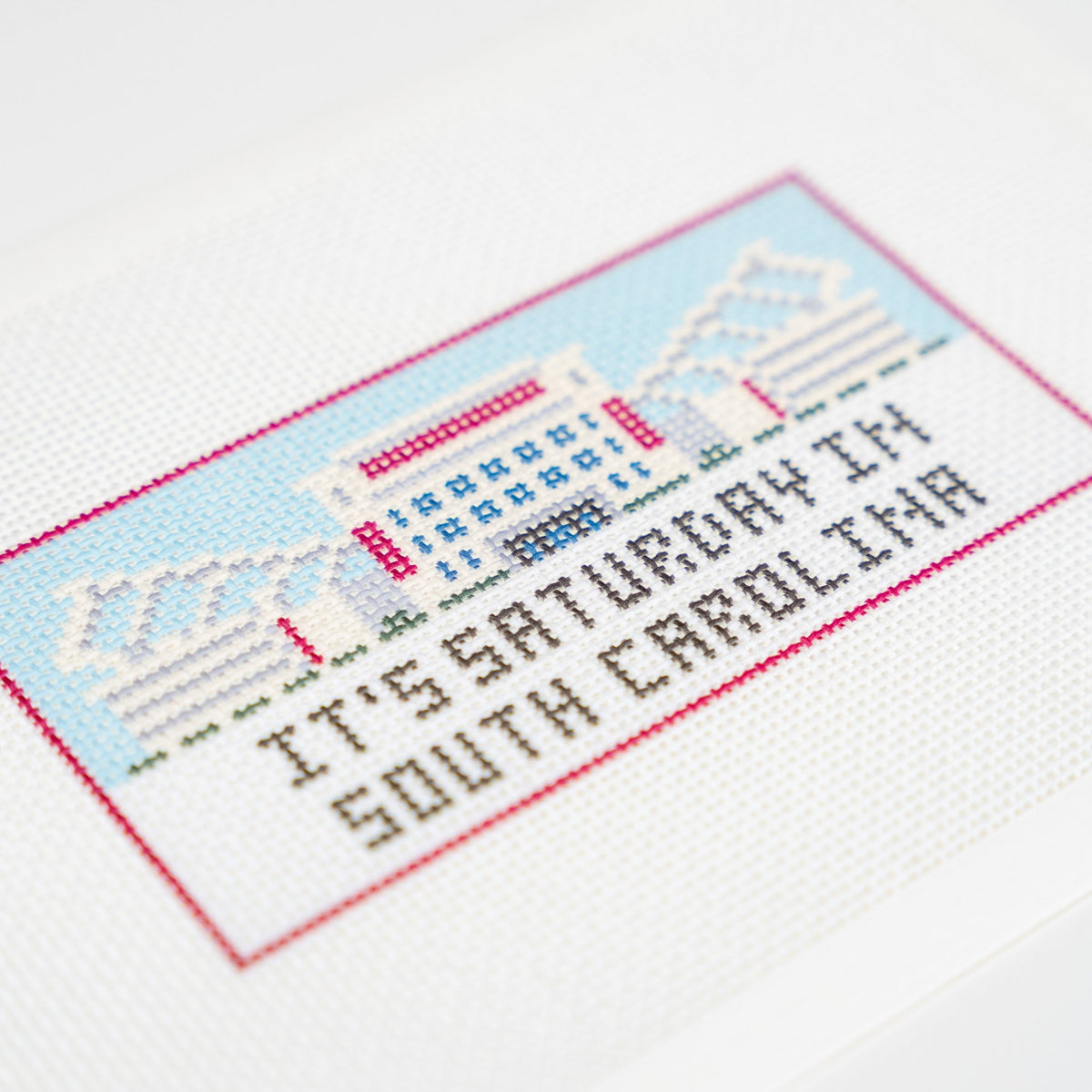 Saturday in SC, stitched detail close up