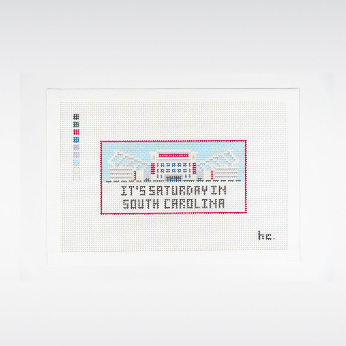 Saturday in SC printed needlepoint canvas, full view