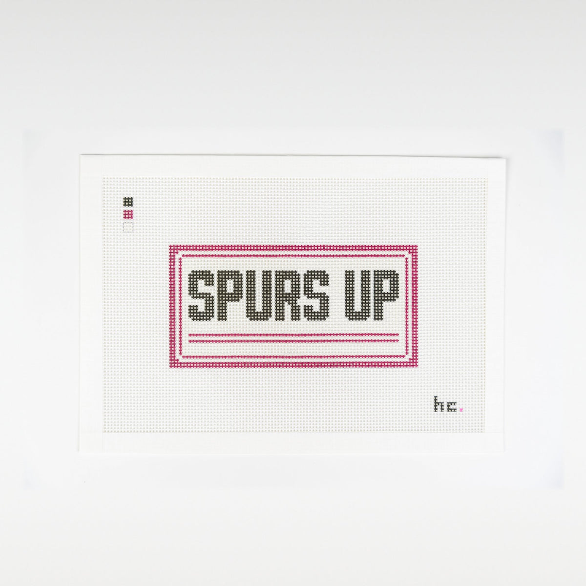 Spurs Up printed needlepoint canvas, full view