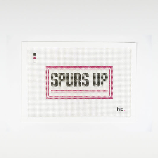 Spurs Up printed needlepoint canvas, full view